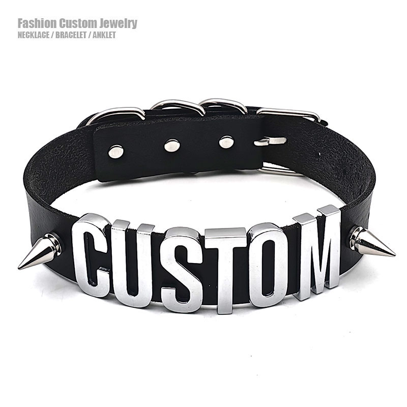 Body Jewelry Goth - Punk Rivet lettres personnalisées collier pointes