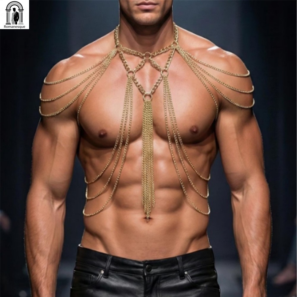 Body Jewelry Goth - Chaîne de corps multicouche dorée pour