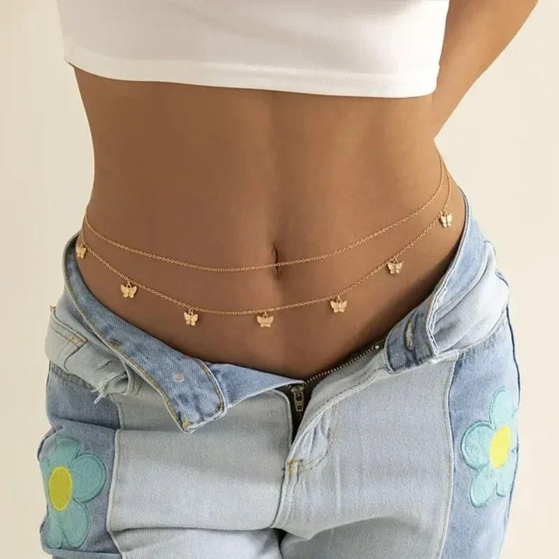 Body Jewelry Waist Chains - Chaîne papillon Double couche pour femmes,