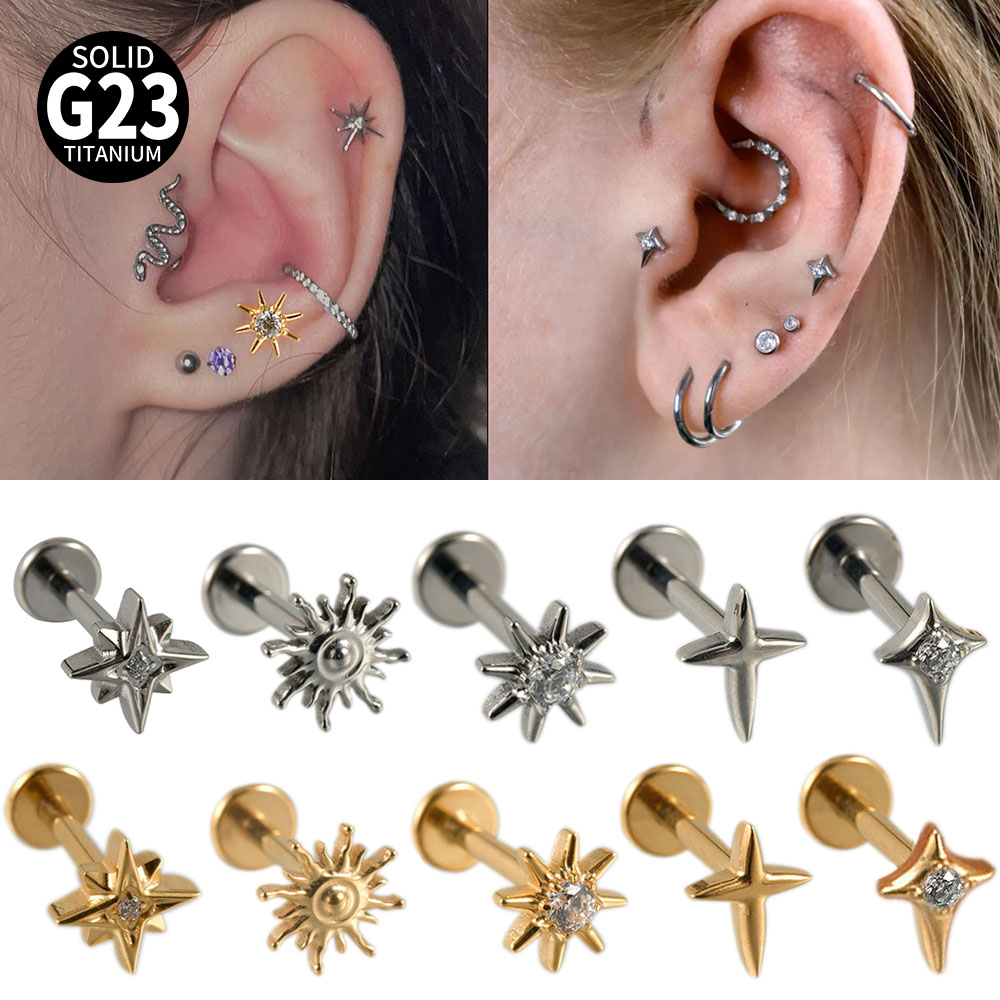 Dermal Anchor Top - 1/2/6 pièces solide titane Zircon dos