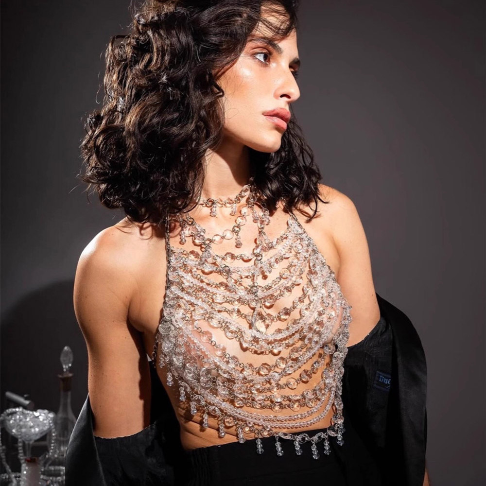 Gilet perlé fait à la main, pe - Body Jewelry Vest avis et prix