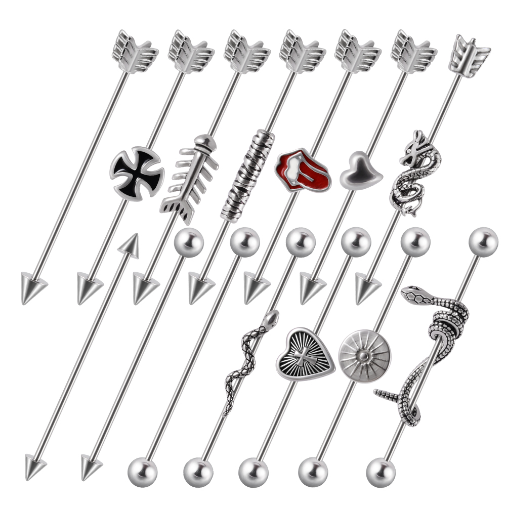 Boucle d'oreille en acier inox - Industrial Barbell Long avis et prix
